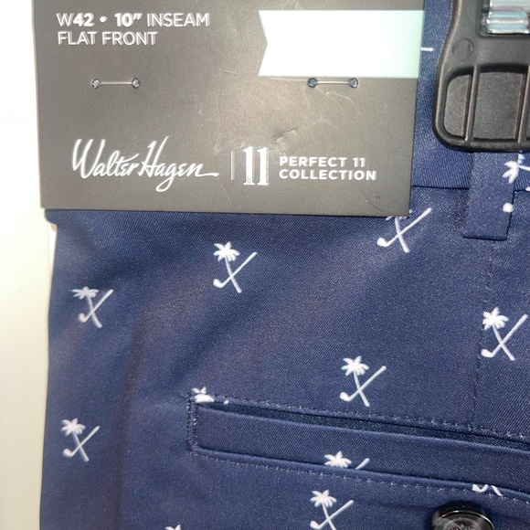 NWT Walter Hagen Perfect 11 Collection Golf Shorts Sz 42 Navy White - Picture 3 of 8